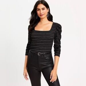 Loft sparkle square neck puff sleeve top- size large